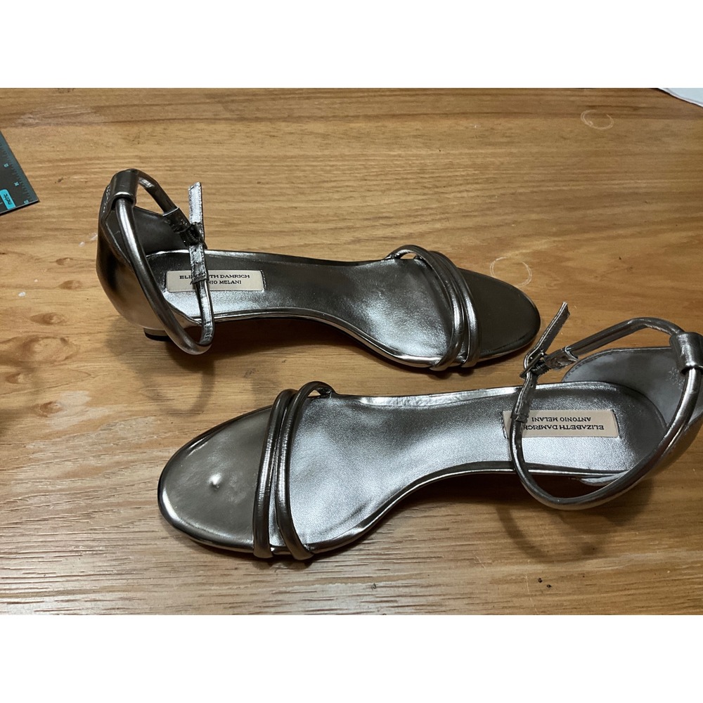 Elizabeth Damrich x Antonio Melani Silver Metallic Kitten Heel Sandals 10M